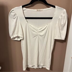 Marine Layer White Short Sleeve Puff Sleeve Top